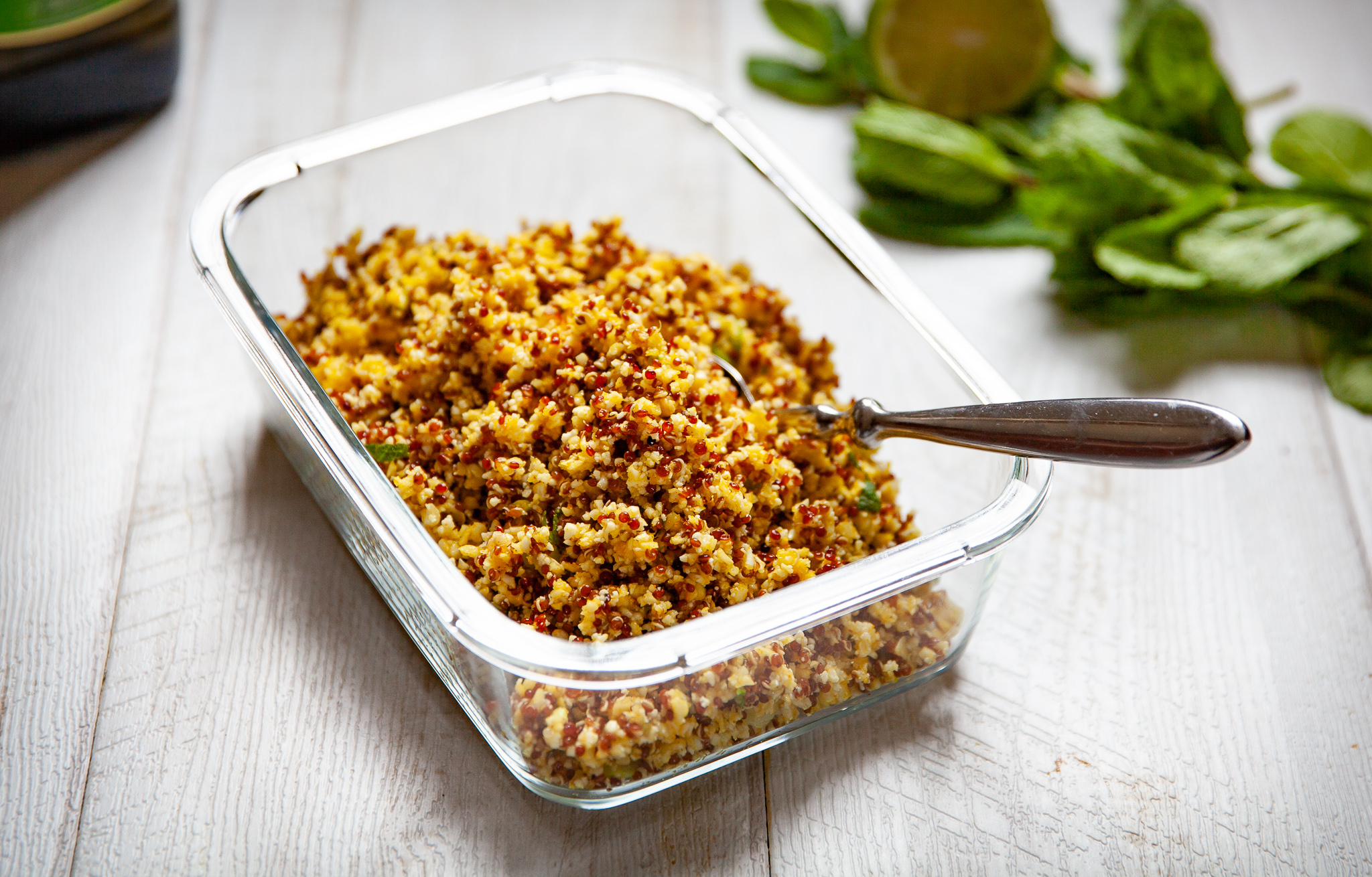 Taboulé de chou-fleur au curcuma et au quinoa, recette ...