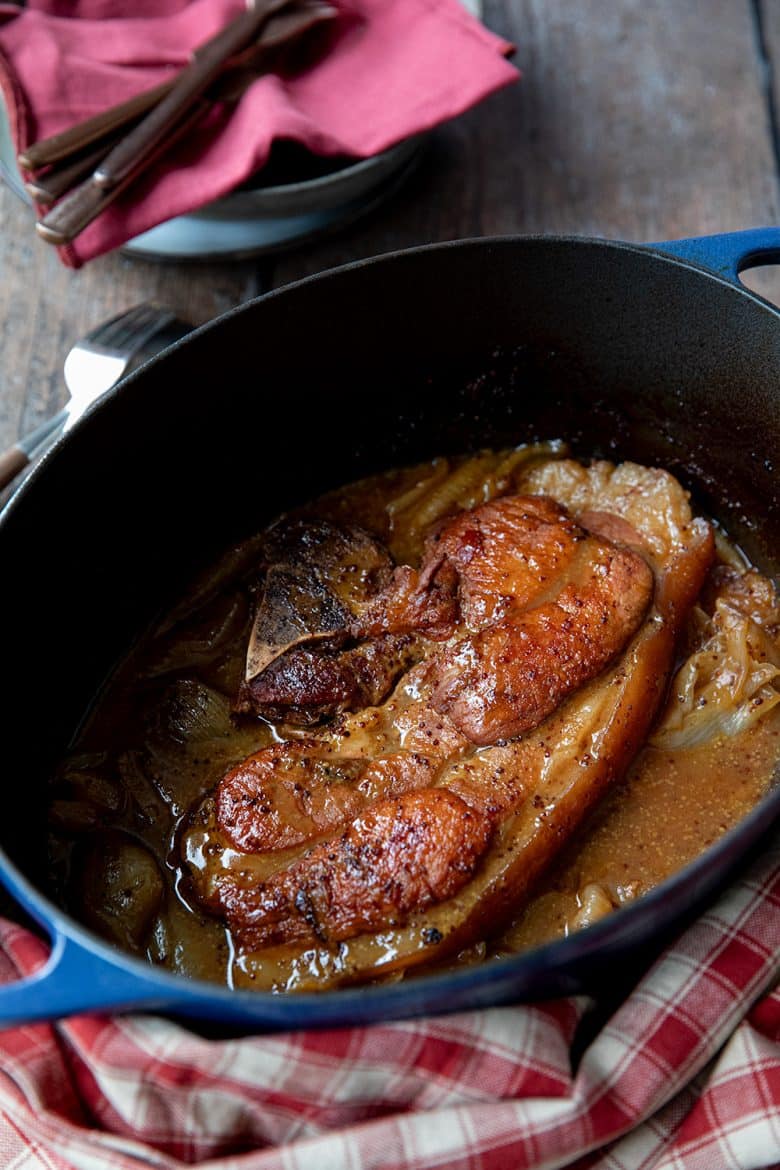 Rouelle de porc au miel et à la moutarde, recette facile au four